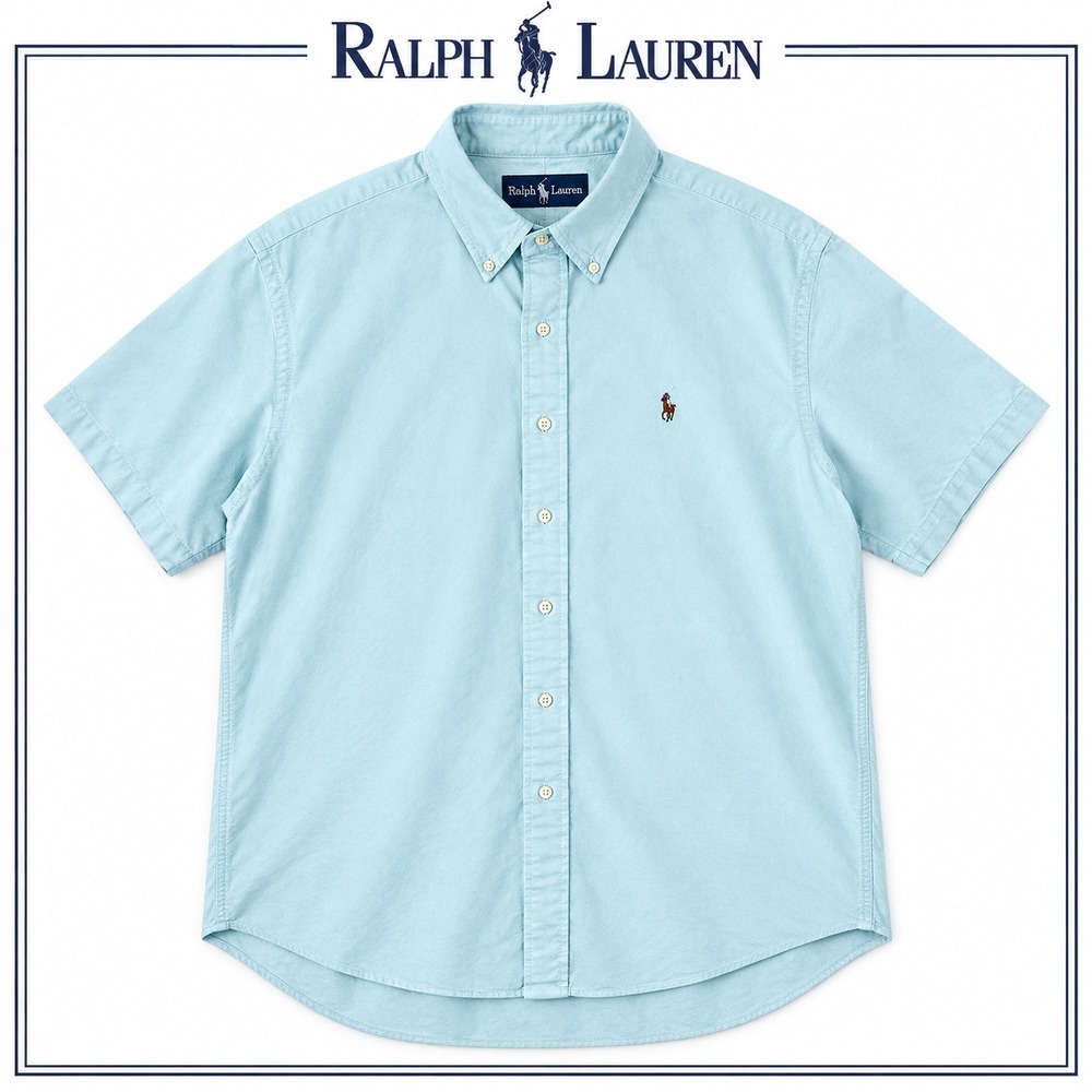 Ralph Lauren Blake Oxford Shirt Mens XXL 2X Blue Button Down Short Sleeve Preppy